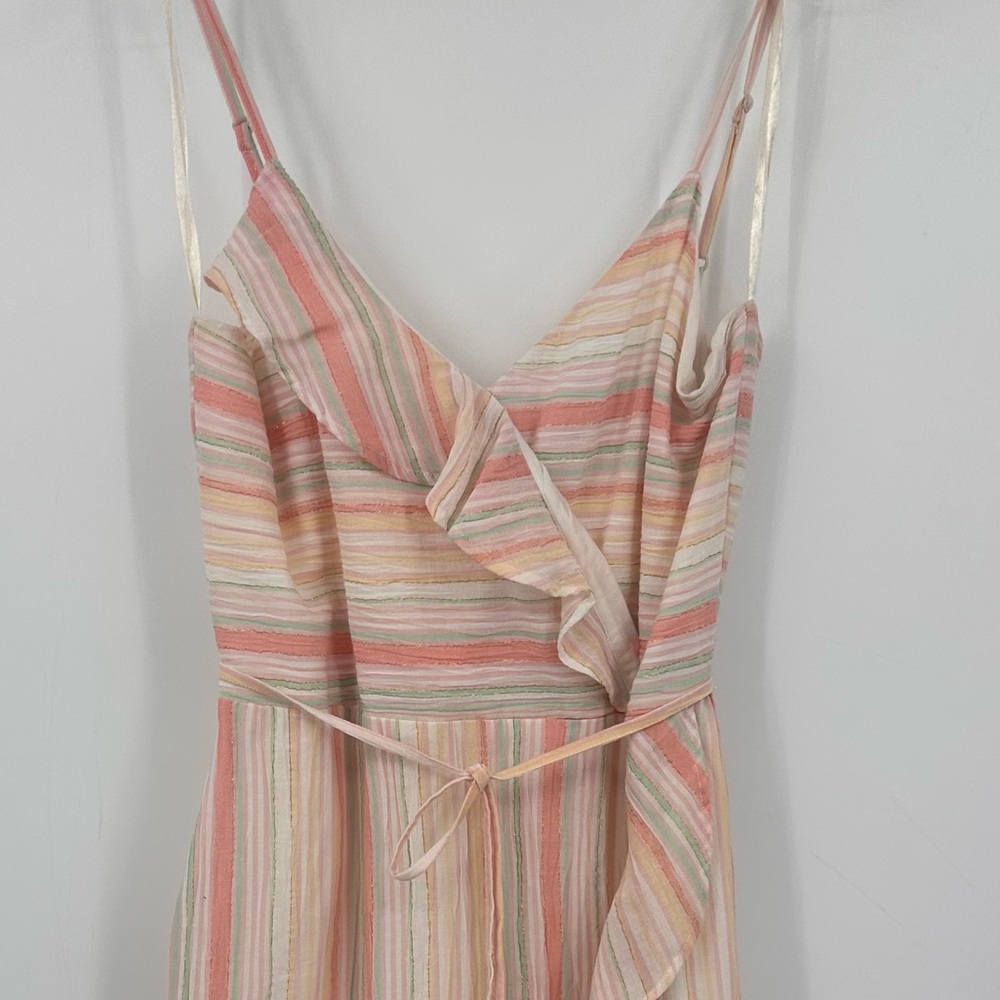 NSR Effie Striped Ruffled Wrap Midi Dress Multicolor Stripes XL | AB363 - Picture 3 of 10